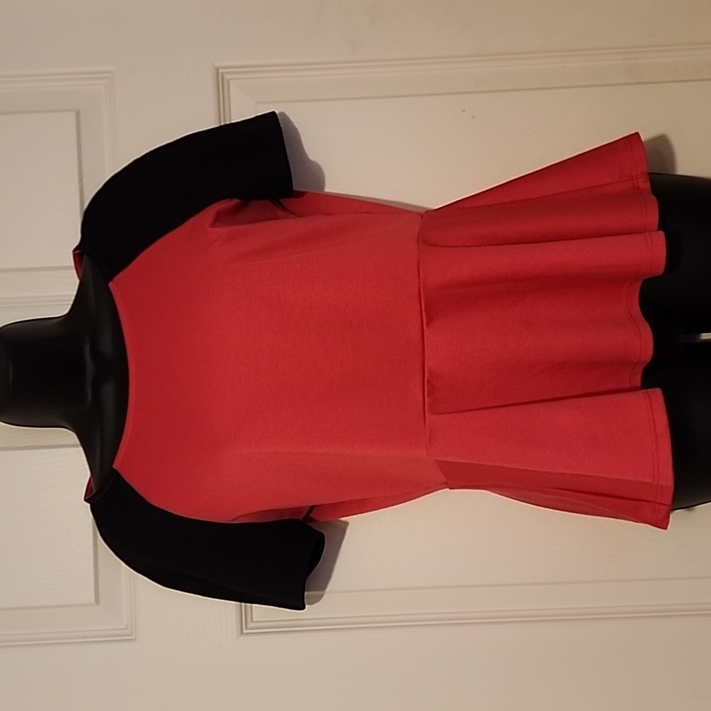 Green Envelope Color Block Peplum Top